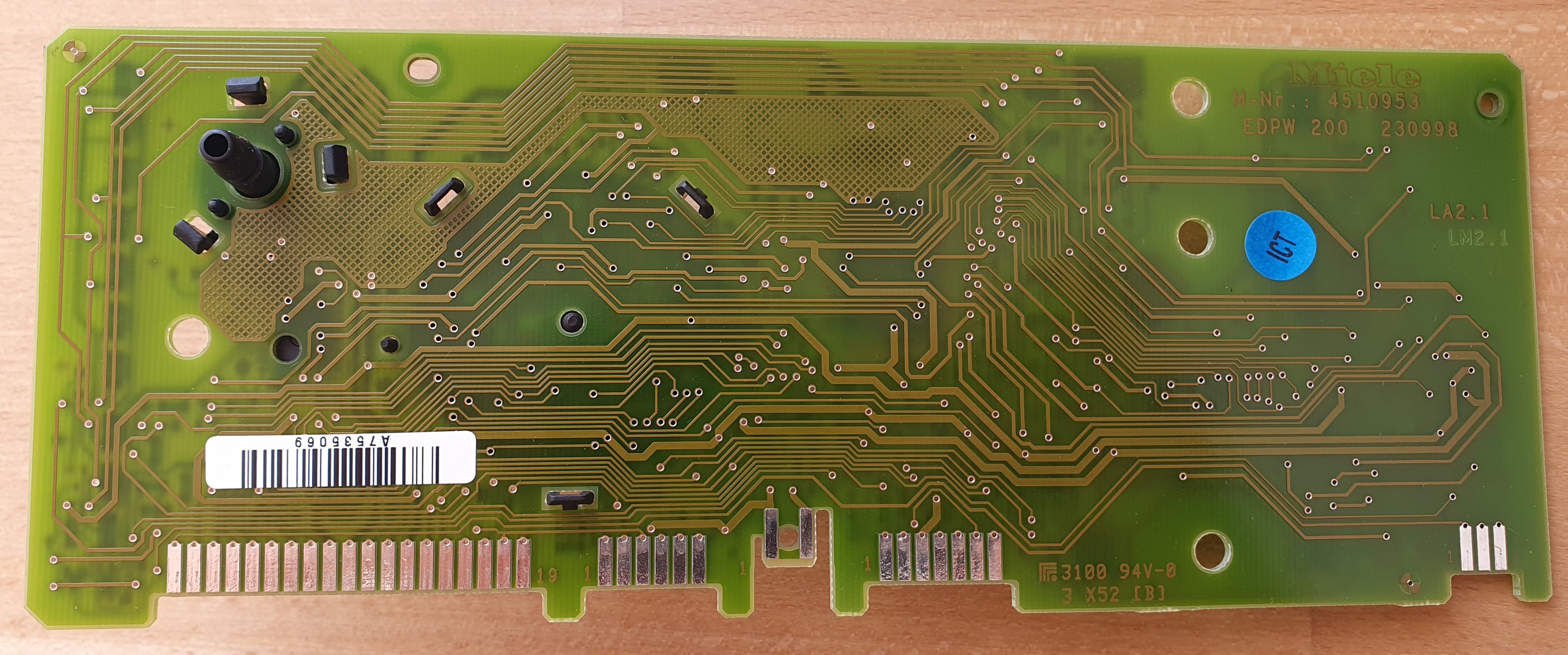 Back side of Miele EDPW 206 electronics board