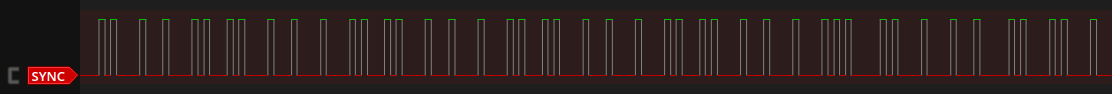 Logic analyzer trace of the microcontroller’s SYNC pin